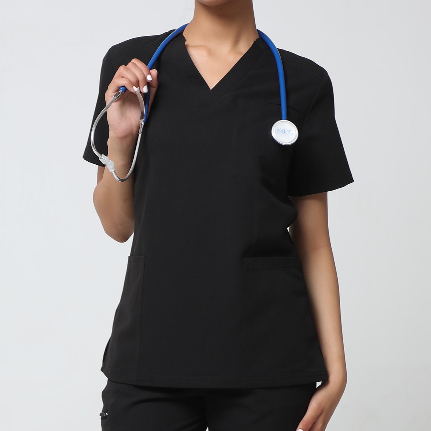 Black Firsty 7-Pockets Well-Fitting Nurse Uniform Set