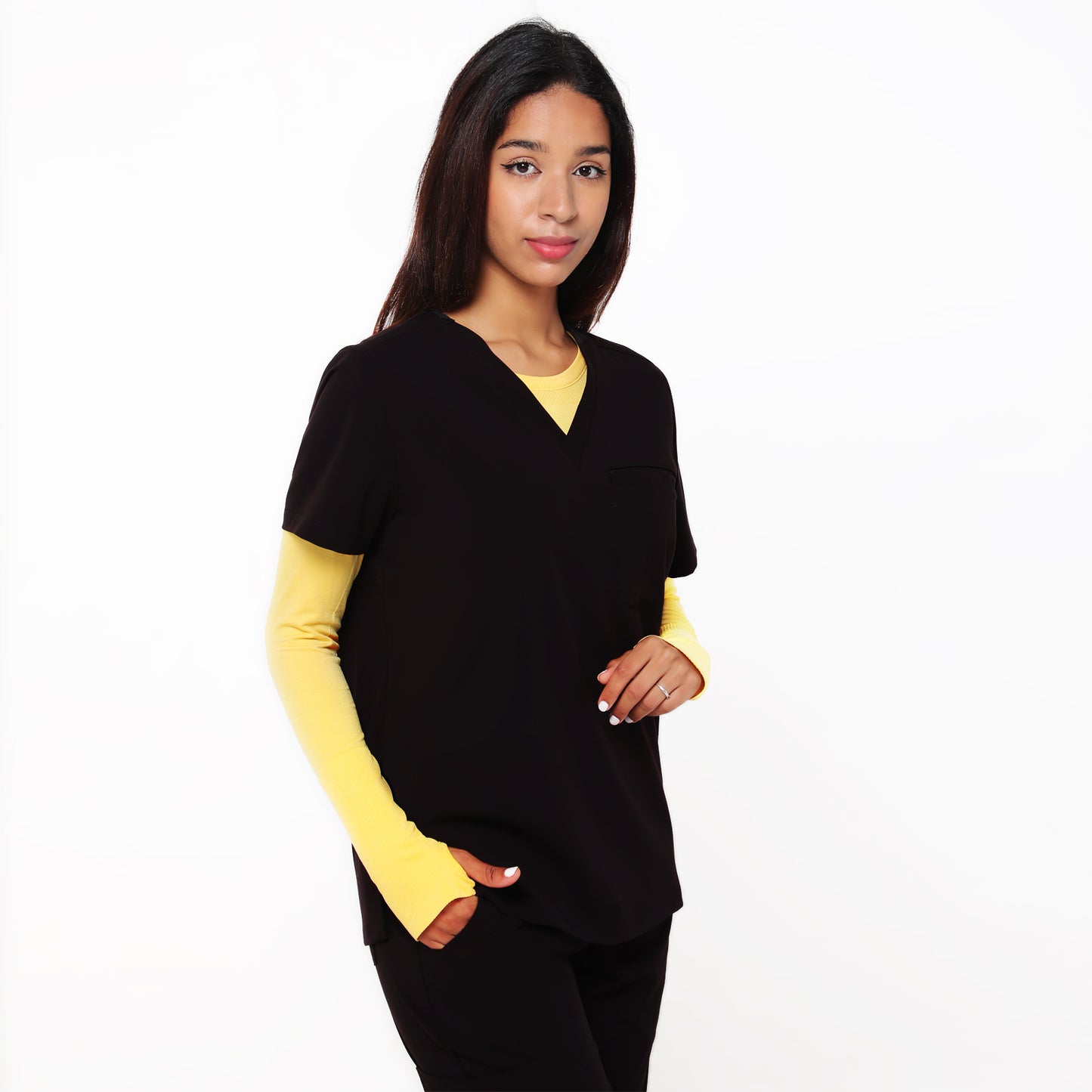 Black Baysalt Classic 7 Pockets Nurse Uniform Set