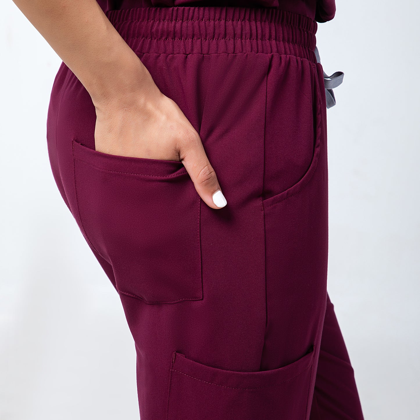 Burgundy Incline Zip Front Nurse Uniform Set