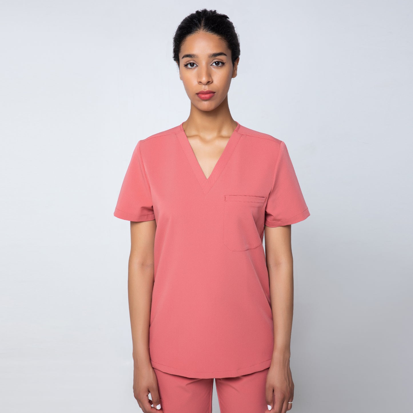 Salmon Pink Baysalt Classic 7 Pockets Nurse Uniform Set