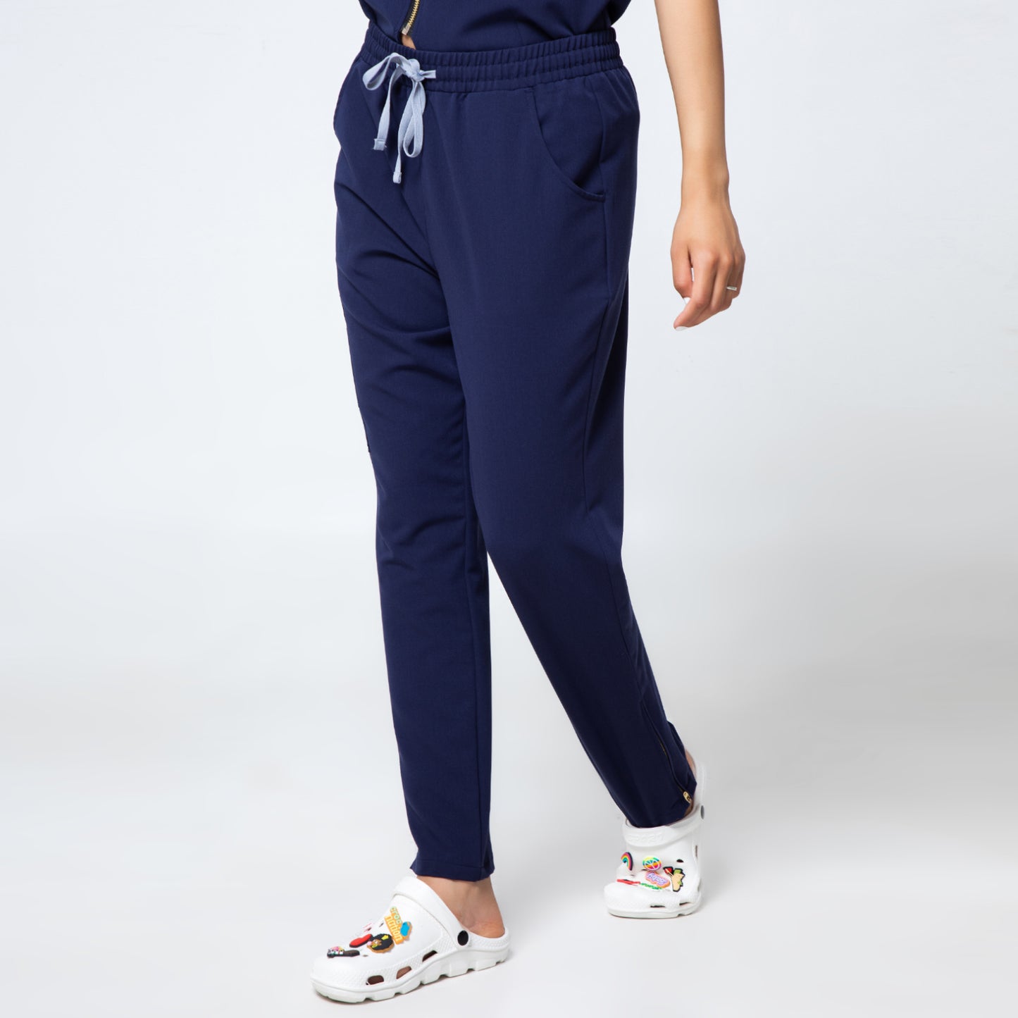 Navy Incline Zip Front Nurse Uniform Set