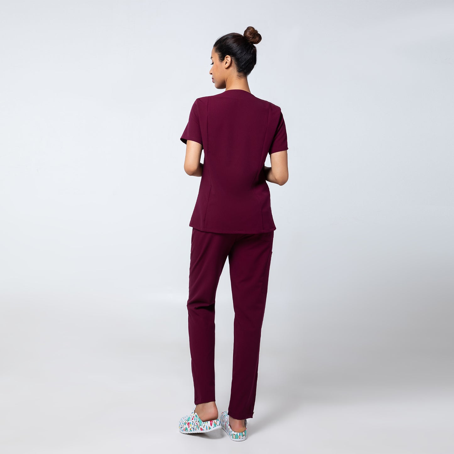 Burgundy Incline Zip Front Nurse Uniform Set