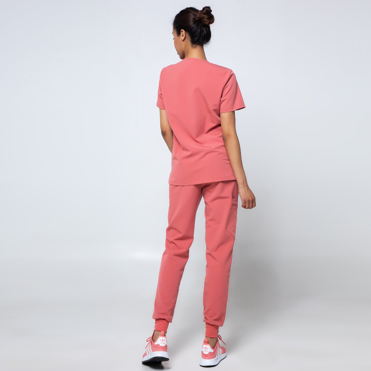 Salmon Pink Baysalt Classic 7 Pockets Nurse Uniform Set