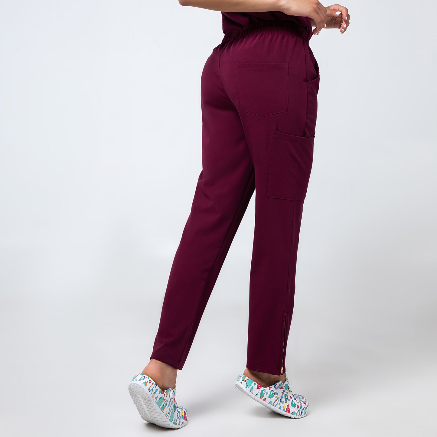 Burgundy Incline Zip Front Nurse Uniform Set