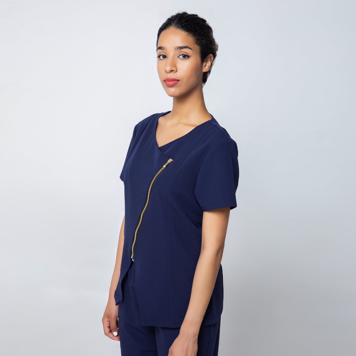 Navy Incline Zip Front Nurse Uniform Set