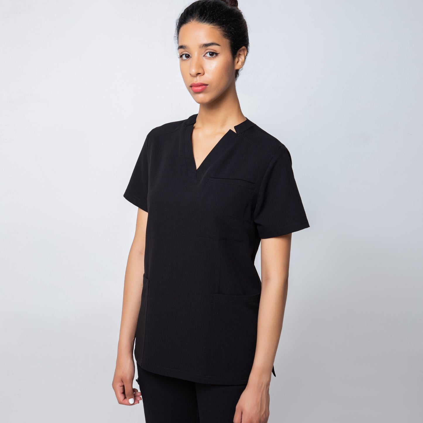 Black Firsty 7-Pockets Well-Fitting Nurse Uniform Set