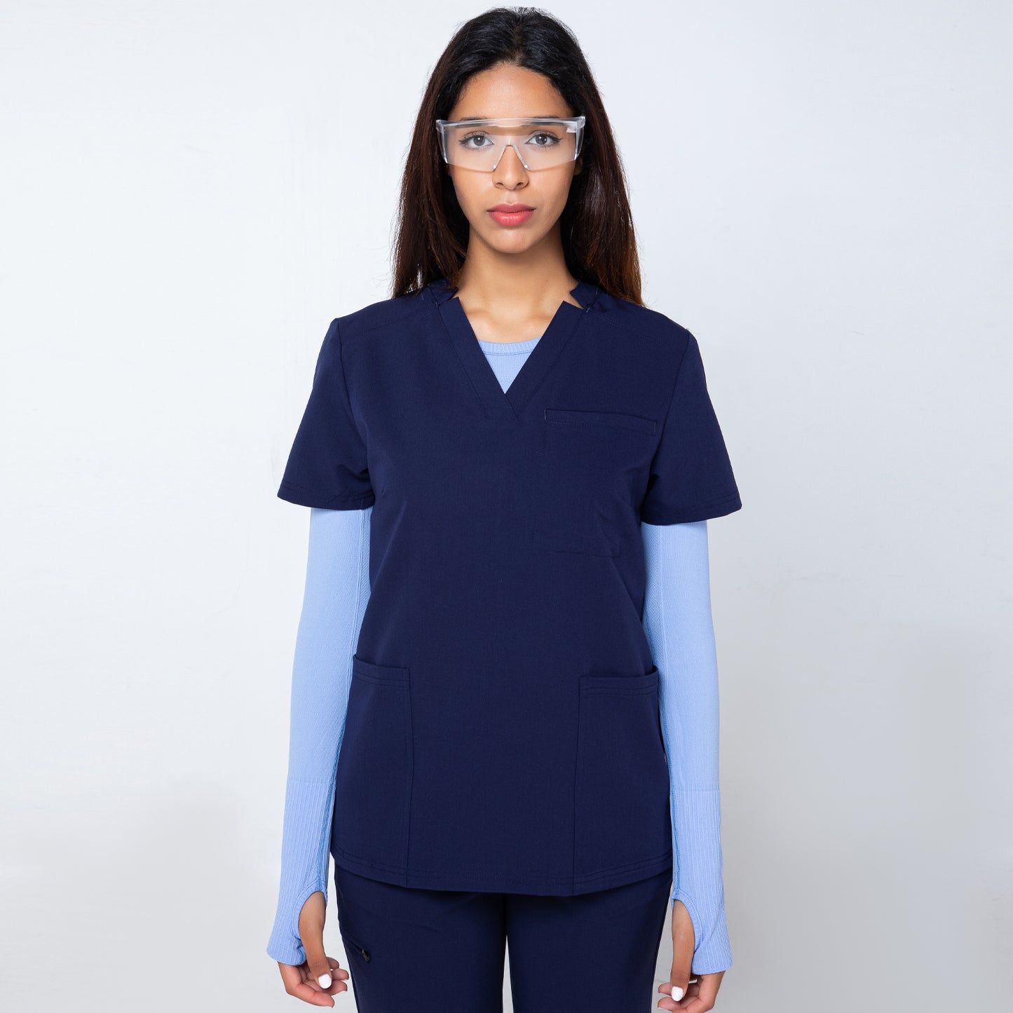 Navy Firsty 7-Pockets Well-Fitting Nurse Uniform Set