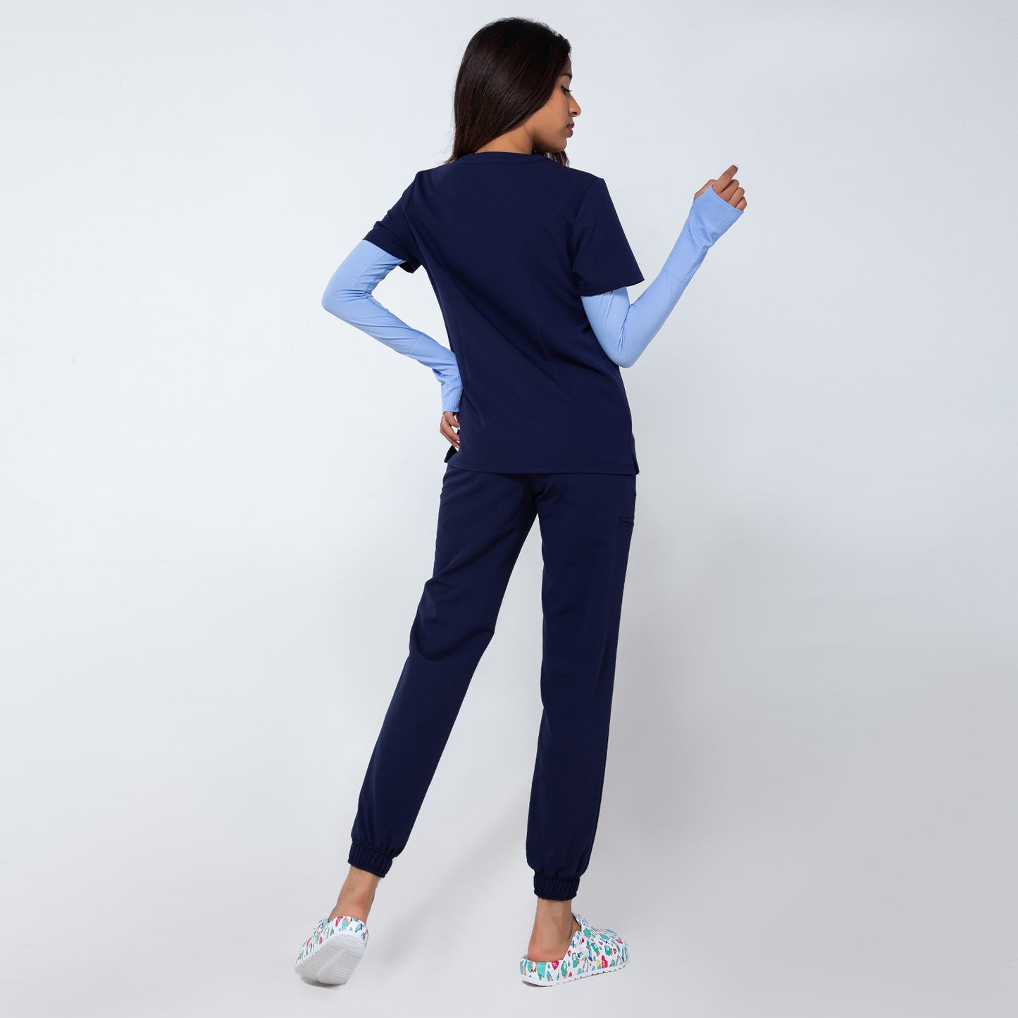 Navy Firsty 7-Pockets Well-Fitting Nurse Uniform Set