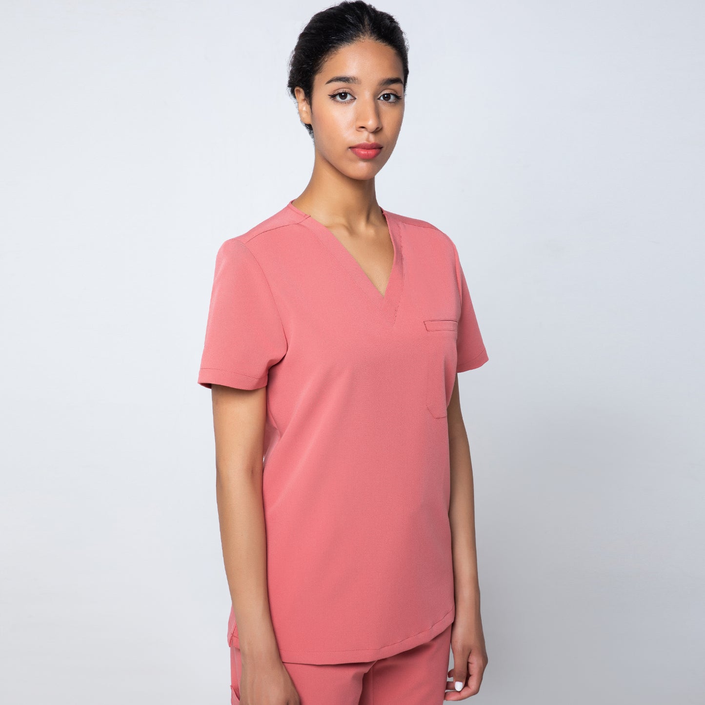 Salmon Pink Baysalt Classic 7 Pockets Nurse Uniform Set